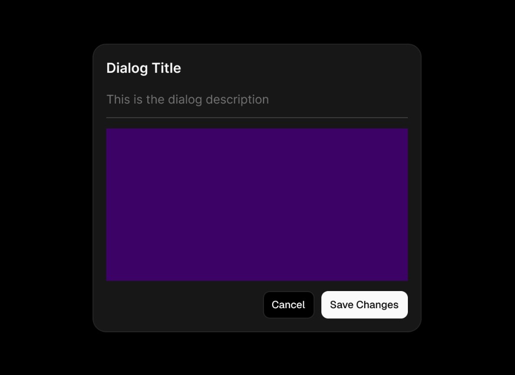 Dialog component with Figma slot placeholders for flexible content